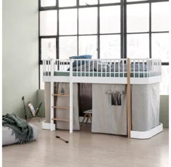 Lit Mezzanine Mi-haut Wood Avec échelle Face - Blanc/Chêne -Magasin De Meubles Pour Enfants 041427 lit mi haut chene oliver furniture 3 1264x1234