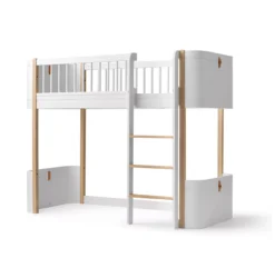 Lit Junior Mezzanine Mi-haut Mini+ Wood - Blanc/Chêne -Magasin De Meubles Pour Enfants 041447 lit mezzanine junior wood mini chene oliver furniture 3 1264x1234