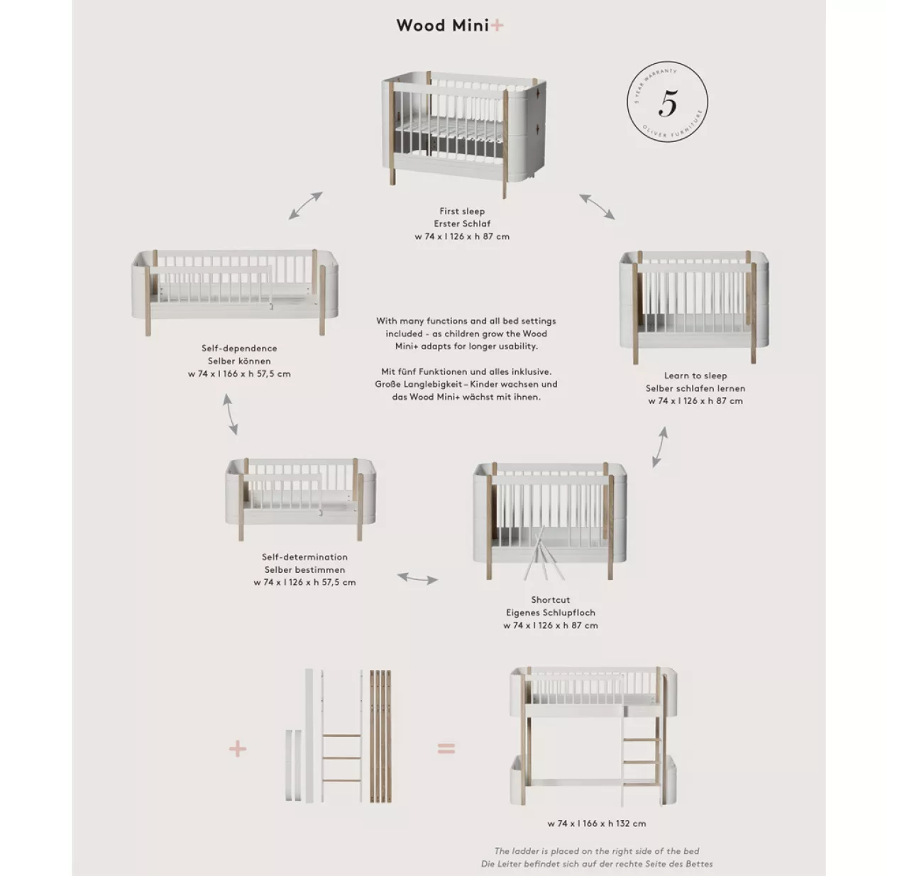 Lit Junior Mezzanine Mi-haut Mini+ Wood - Blanc 9 Lit Junior Mezzanine Mi-haut Mini+ Wood - Blanc – Image 7