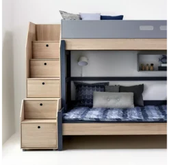 Lit Familial Superposé Escalier Popsicle - Chêne/Blueberry -Magasin De Meubles Pour Enfants 90 10764 32 lit familial escalier blueberry popsicle flexa 2 1264x1234