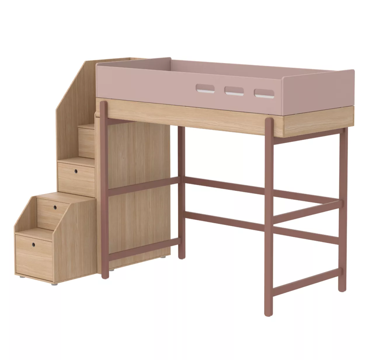 Lit Mezzanine Escalier Popsicle - Chêne/Cherry 3 Lit Mezzanine Escalier Popsicle - Chêne/Cherry