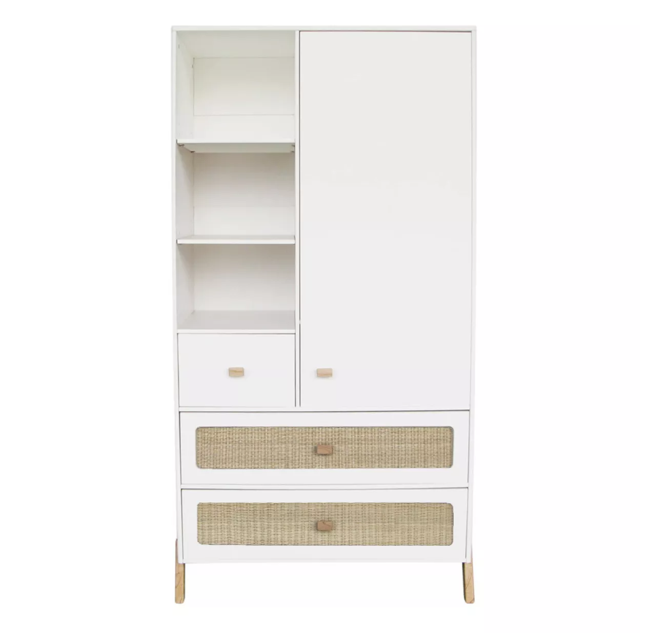 Armoire En Cèdre Et Rotin Marélia - Blanc 3 Armoire En Cèdre Et Rotin Marélia - Blanc