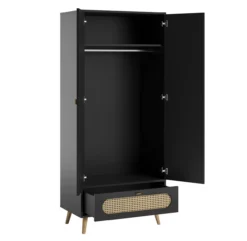 VOX Armoire 2 Portes Canne - Noir -Magasin De Meubles Pour Enfants armoire canne vox noir 3 1264x1234