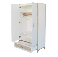 Armoire En Cèdre Et Rotin Océania - Blanc -Magasin De Meubles Pour Enfants armoire enfant oceania theo rotin 5 1264x1234