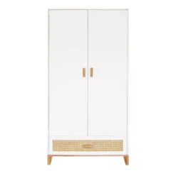 Armoire En Bois Et Cannage Rotin Nami - Blanc