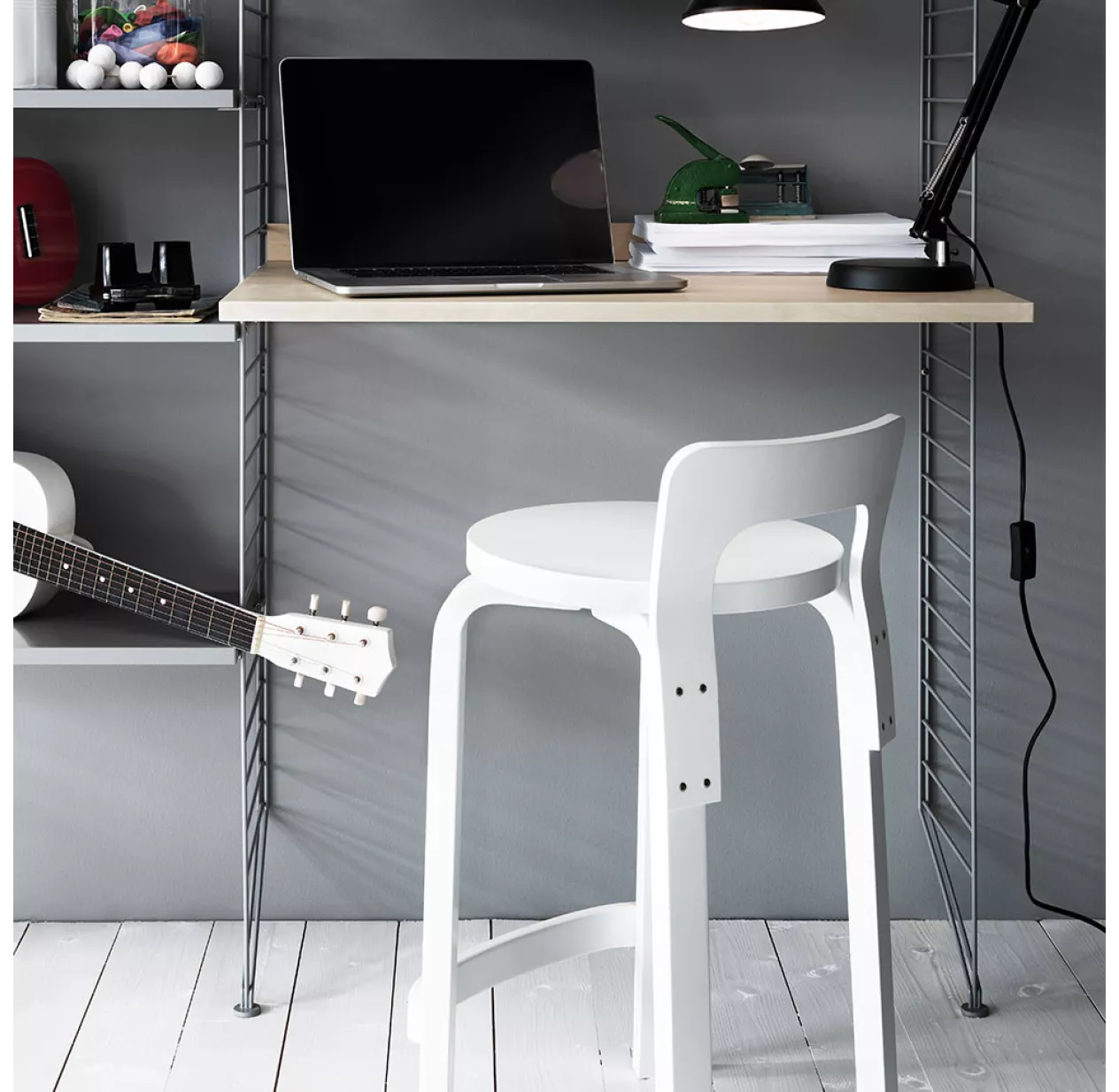 Bureau Mural évolutif 80 X 85 Cm - Gris 4 Bureau Mural évolutif 80 X 85 Cm - Gris – Image 2