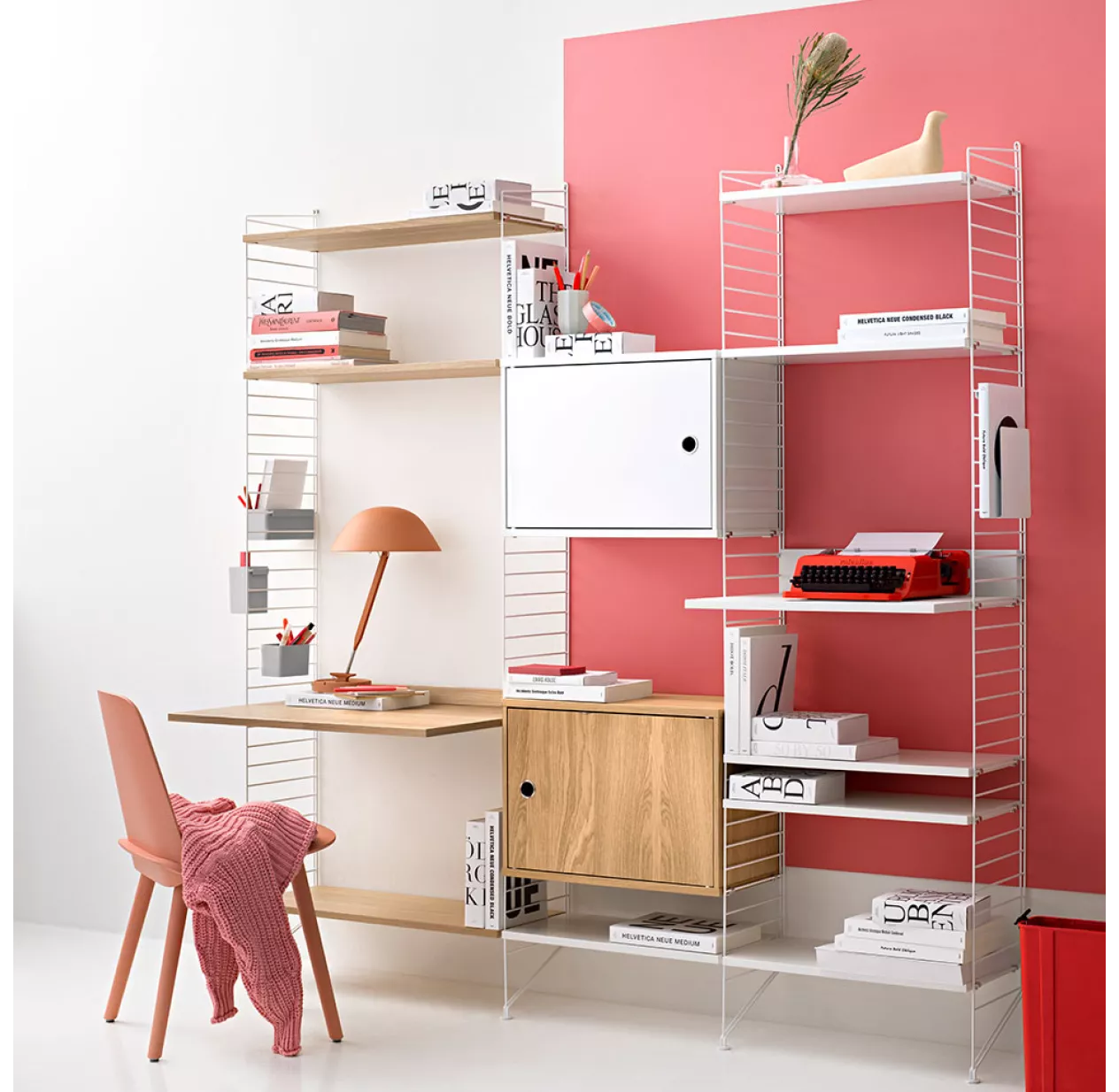 Bureau Mural évolutif - Chêne/Blanc 4 Bureau Mural évolutif - Chêne/Blanc – Image 2