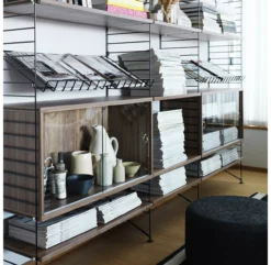 Caisson 2 Portes Vitrées Coulissantes - Noyer -Magasin De Meubles Pour Enfants caisson vitrine walnut string 3 1264x1234