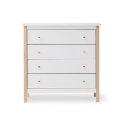 Commode 4 Tiroirs Wood Original - Blanc / Chêne
