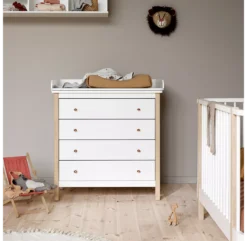 Commode 4 Tiroirs Wood Original - Blanc / Chêne -Magasin De Meubles Pour Enfants commode 4 tiroirs wood original oliver furniture 3 1264x1234