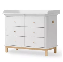 Commode Avec Grand Plan à Langer Wood - Chêne / Blanc -Magasin De Meubles Pour Enfants commode a langer 6 tiroirs grand plan wood chene oliver furniture 3 1264x1234