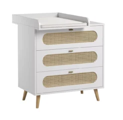 VOX Commode 3 Tiroirs à Langer Canne - Blanc -Magasin De Meubles Pour Enfants commode a langer canne vox blanc 3 1264x1234