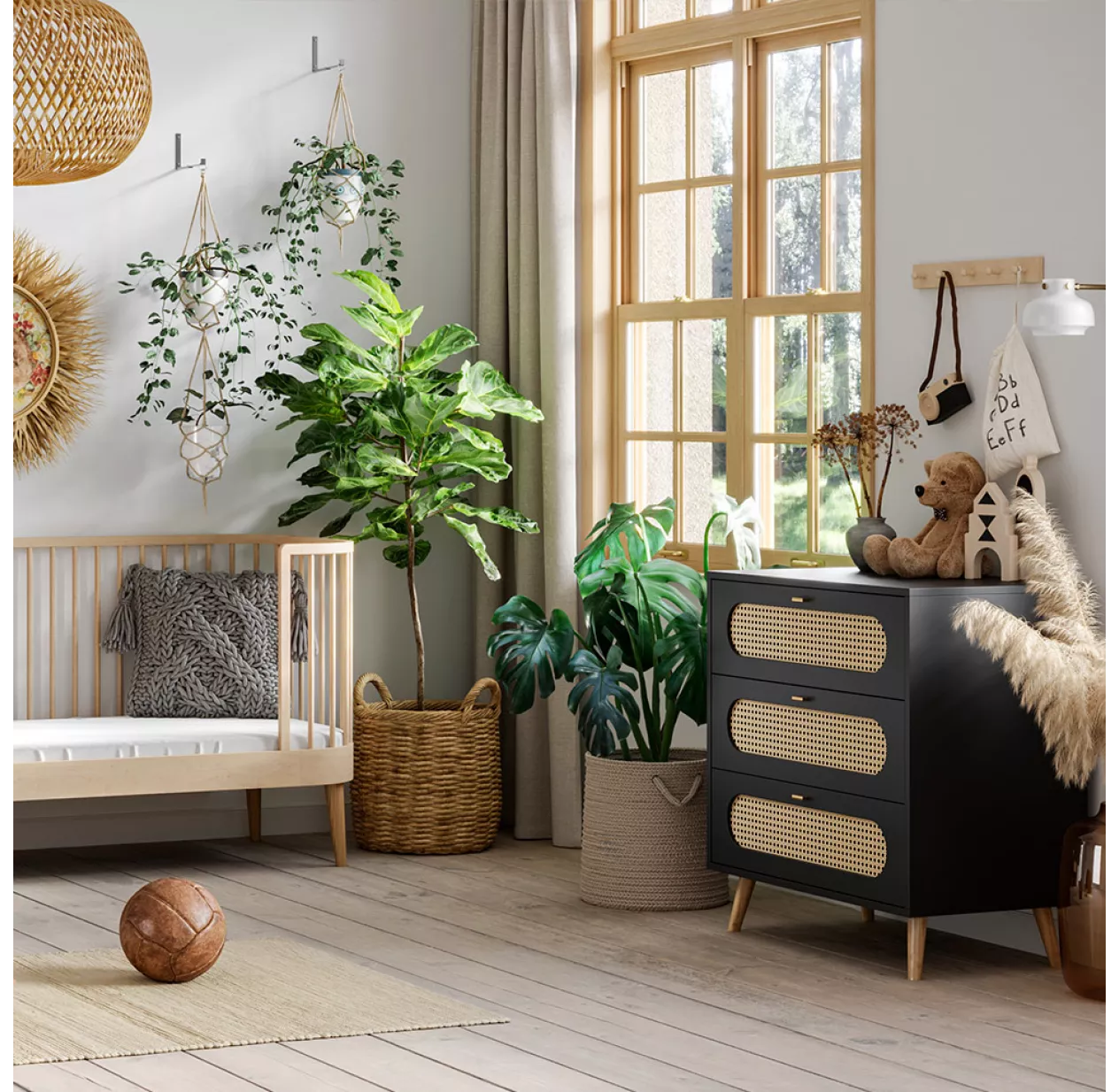 VOX Commode 3 Tiroirs à Langer Canne - Noir 4 VOX Commode 3 Tiroirs à Langer Canne - Noir – Image 2