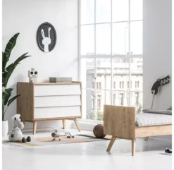 VOX Commode 3 Tiroirs à Langer Vintage - Chêne/Blanc -Magasin De Meubles Pour Enfants commode a langer vintage blanc chene vox 4 1264x1234