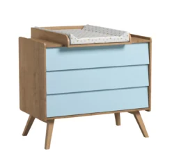 VOX Commode 3 Tiroirs à Langer Vintage - Chêne/Bleu -Magasin De Meubles Pour Enfants commode a langer vintage bleu chene vox 2 1264x1234