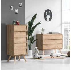 VOX Commode 3 Tiroirs à Langer Vintage - Chêne -Magasin De Meubles Pour Enfants commode a langer vintage chene vox 3 1264x1234