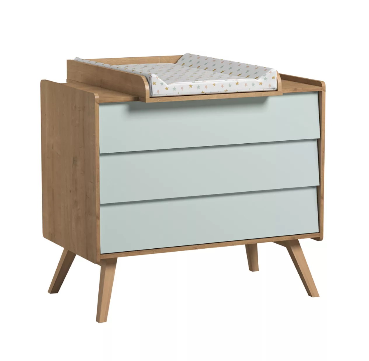 VOX Commode 3 Tiroirs à Langer Vintage - Chêne/Vert 4 VOX Commode 3 Tiroirs à Langer Vintage - Chêne/Vert – Image 2