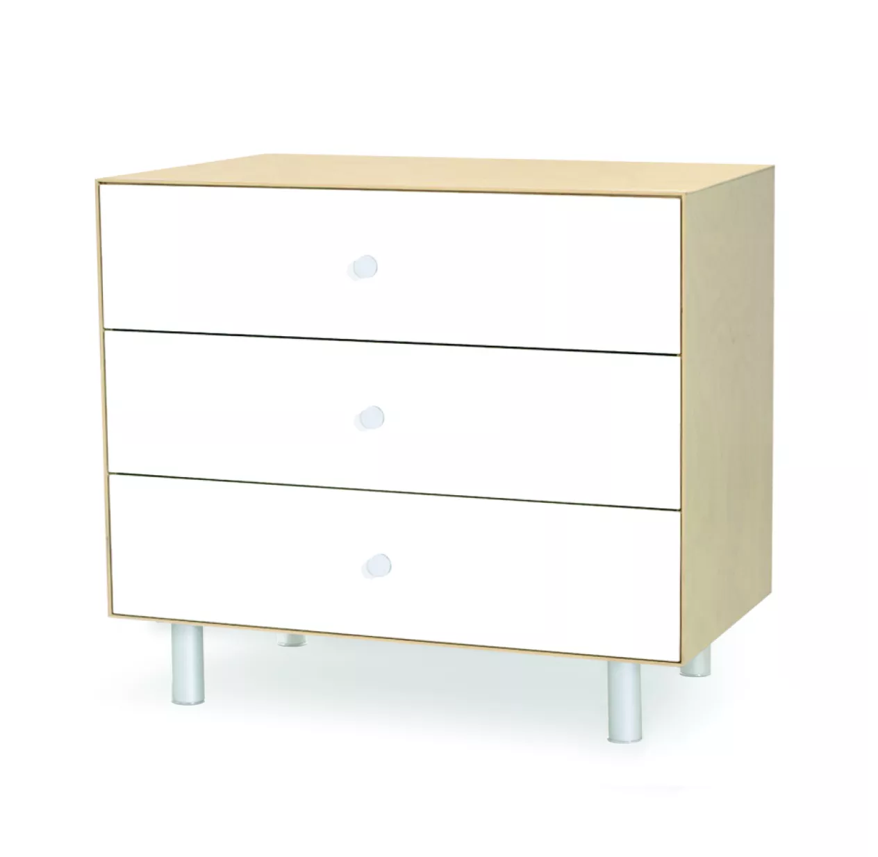 Commode Merlin Classic 3 Tiroirs - Blanc/Bouleau 3 Commode Merlin Classic 3 Tiroirs - Blanc/Bouleau