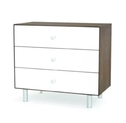 Commode Merlin Classic 3 Tiroirs - Blanc/Noyer