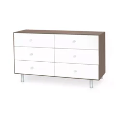 Commode Merlin Classic 6 Tiroirs - Blanc/Noyer