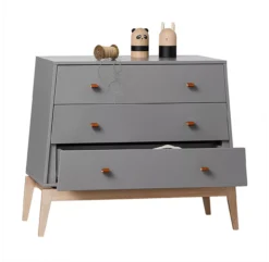 Leander Commode 3 Tiroirs Luna - Gris -Magasin De Meubles Pour Enfants commode luna grise leander 3 1264x1234