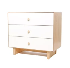 Commode Merlin Rhea 3 Tiroirs - Blanc/Bouleau