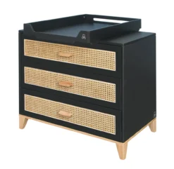 Commode En Bois Et Cannage Rotin Nami - Noir -Magasin De Meubles Pour Enfants commode rotin nami anthracite theo 3 1264x1234