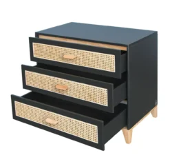Commode En Bois Et Cannage Rotin Nami - Noir -Magasin De Meubles Pour Enfants commode rotin nami anthracite theo 4 1264x1234
