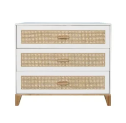 Commode En Bois Et Cannage Rotin Nami - Blanc