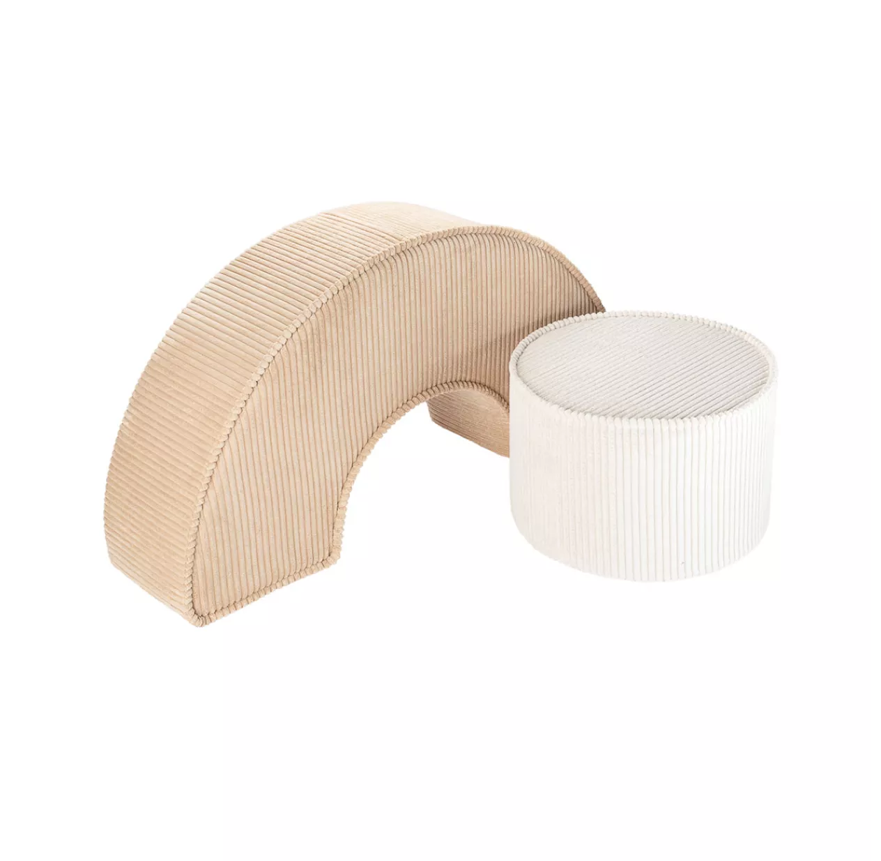 Duo De Poufs En Velours Côtelé - Beige 5 Duo De Poufs En Velours Côtelé - Beige – Image 3