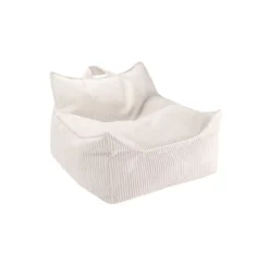 Fauteuil Pouf Ottoman En Velours Côtelé - Ecru