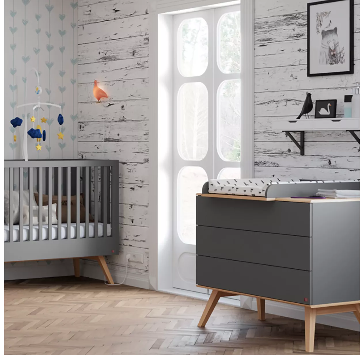 VOX Lit Bébé 60 X 120 Nature - Gris Anthracite 5 VOX Lit Bébé 60 X 120 Nature - Gris Anthracite – Image 3