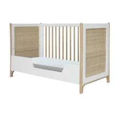 Lit Bébé évolutif Cèdre Et Rotin Océania 60x120cm - Blanc -Magasin De Meubles Pour Enfants lit bebe evolutif oceania theo 60x120 7 1264x1234