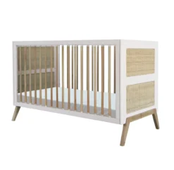 Lit Bébé évolutif Cèdre Et Rotin Marélia 70x140cm - Blanc