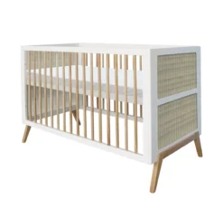 Lit Bébé évolutif Cèdre Et Rotin Marélia 70x140cm - Blanc -Magasin De Meubles Pour Enfants lit bebe evolutif rotin marelia blanc 70x140 theo 4 1264x1234