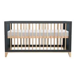 Lit Bébé évolutif Bois Et Cannage Rotin Nami 70x140cm - Noir -Magasin De Meubles Pour Enfants lit bebe evolutif rotin nami anthracite 70x140 theo 4 1264x1234