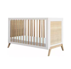 Lit Bébé évolutif Cèdre Et Rotin Marélia 60x120cm - Blanc