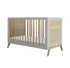 Lit Bébé évolutif Cèdre Et Rotin Marélia 60x120cm - Lune