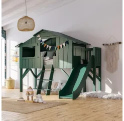 Lit Cabane Et Toboggan Plateforme - Blanc 6 Lit Cabane Et Toboggan Plateforme - Blanc -Magasin De Meubles Pour Enfants lit cabane avec plate forme toboggan blanc mathy by bols 2 1264x1234