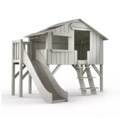 Lit Cabane Et Toboggan Plateforme - Gris Ciment
