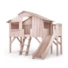 Lit Cabane Et Toboggan Plateforme - Rose Poudré -Magasin De Meubles Pour Enfants lit cabane avec plate forme toboggan rose poudre mathy by bols 1 1264x1234