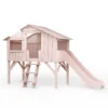 Lit Cabane Avec Toboggan - Rose Poudré -Magasin De Meubles Pour Enfants lit cabane avec toboggan rose poudre mathy by bols 1 1264x1234