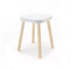 Tabouret Carré évolutif - Blanc/Bouleau