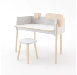Tabouret Carré évolutif - Blanc/Bouleau -Magasin De Meubles Pour Enfants tabouret oeuf nyc blanc bouleau 3 1264x1234