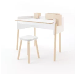 Tabouret Carré évolutif - Blanc/Bouleau -Magasin De Meubles Pour Enfants tabouret oeuf nyc blanc bouleau 4 1264x1234